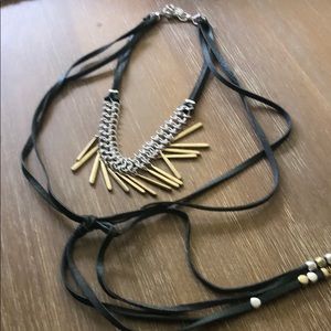 Long suede tassel necklace